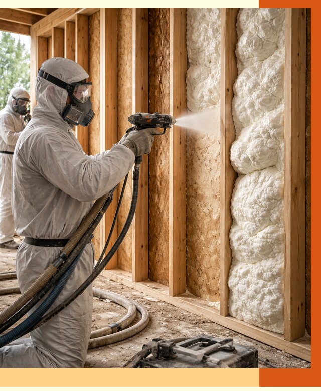 Утепление каркасного дома ППУ в Майкопе от 2831 руб./м2 — работа под ключ | ТепломастерМкп