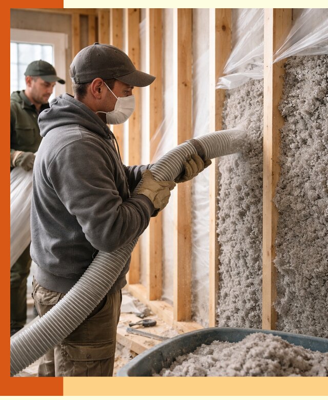 Утепление каркасного дома эковатой в Майкопе — качественно и надолго