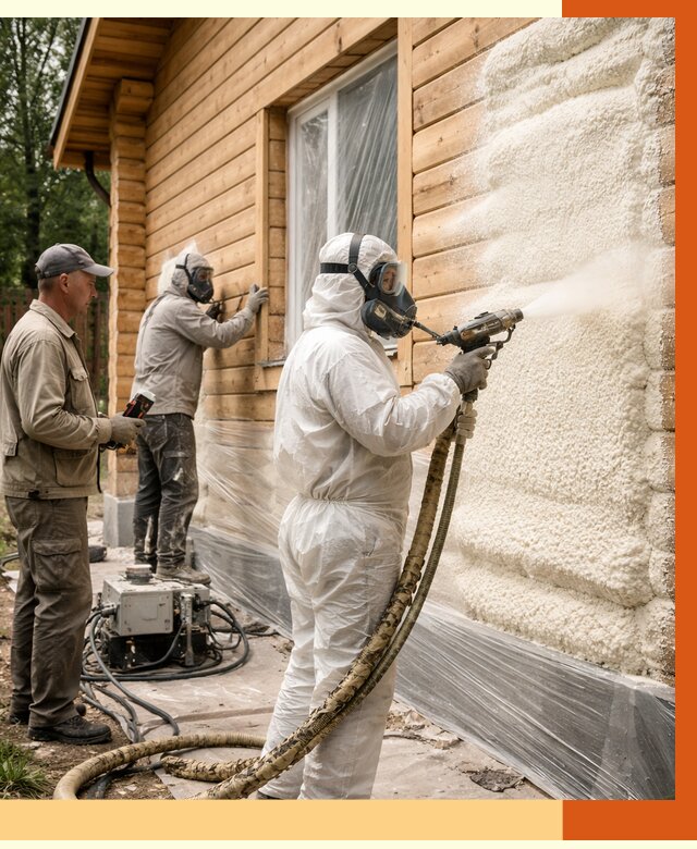 Утепление дома из бруса ППУ в Майкопе от 3892 руб/м2 под ключ | ТепломастерМкп