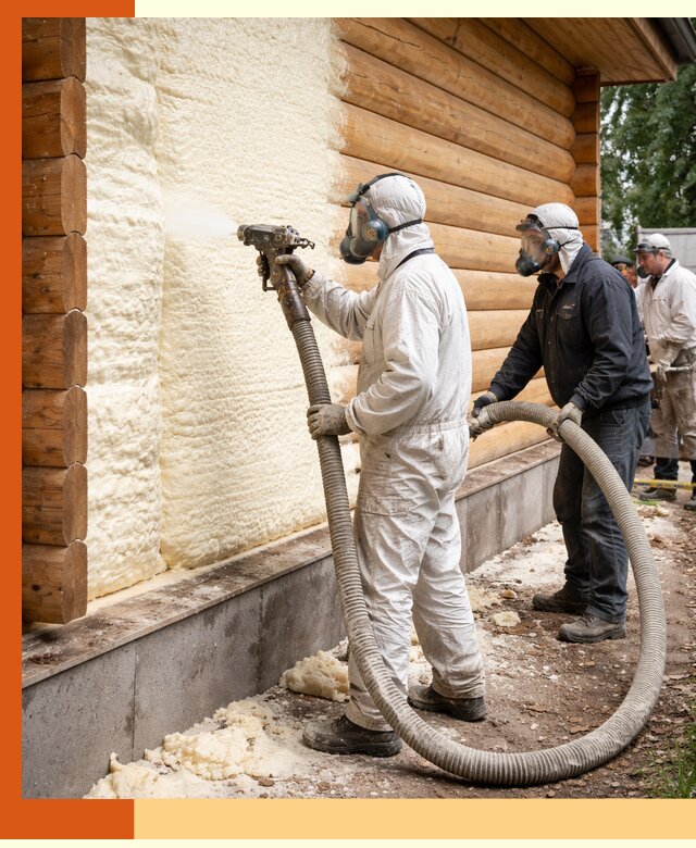 Утепление дома из бруса пенополиуретаном в Майкопе