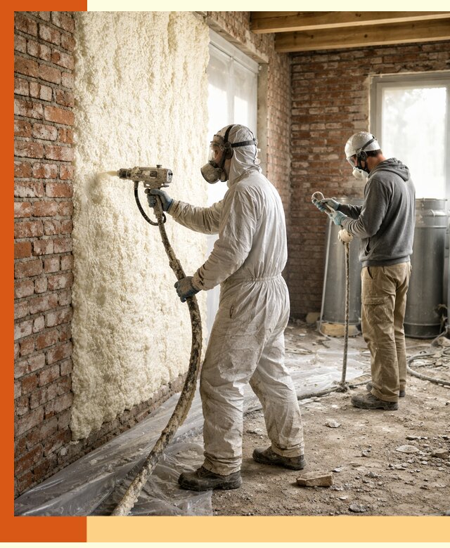 Утепление кирпичного дома пенополиуретаном в Майкопе