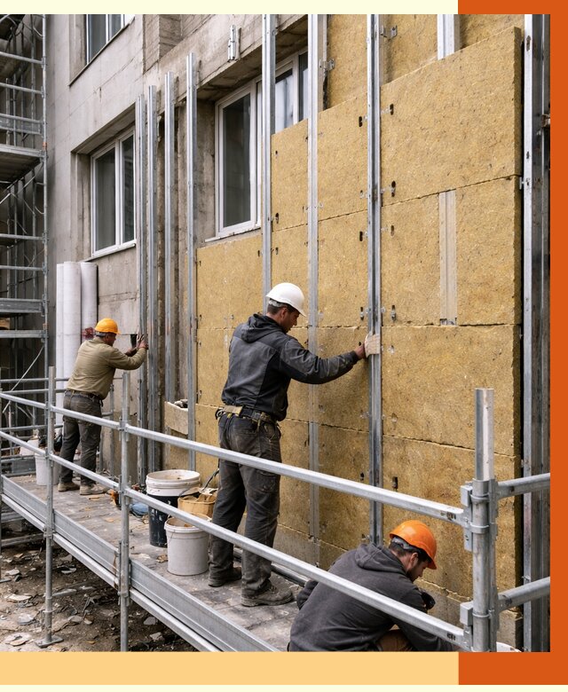 Утепление вентилируемого фасада в Майкопе от 5661 руб/м2 — монтаж и утепление вентфасад | ТепломастерМкп