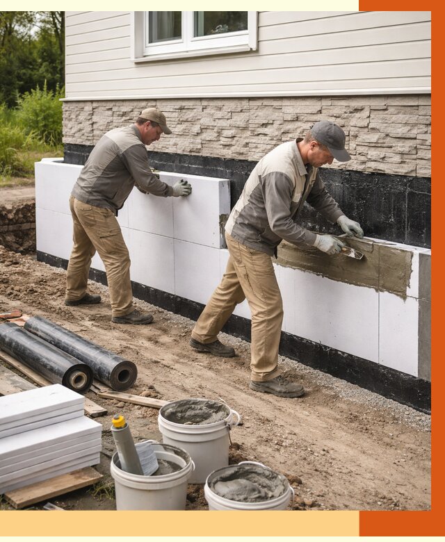 Утепление фундамента снаружи в Майкопе от 4246 руб. за м² | ТепломастерМкп