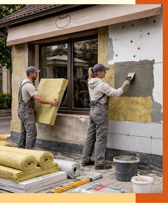 Утепление кафе в Майкопе от 4246 руб/м2 — комплексно под ключ | ТепломастерМкп