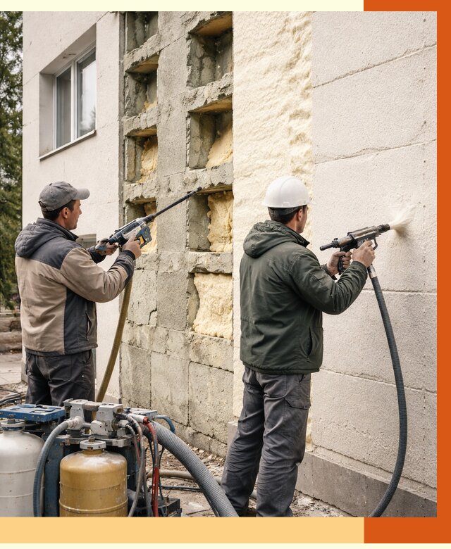 Заполнение пустот фасада в Майкопе от 4549 руб. — утепление пустот облицовки | ТепломастерМкп